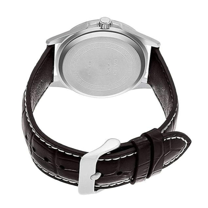 Casio Men's Silver dial Brown Band Analog Quartz Watch - MTP-1381L-7AVDF