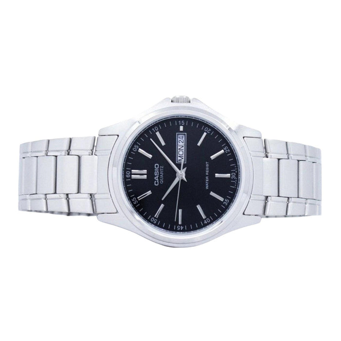 Casio Men's Black Dial Silver Stainless Steel Band Analog Quartz Watch - MTP-1239D-1DF