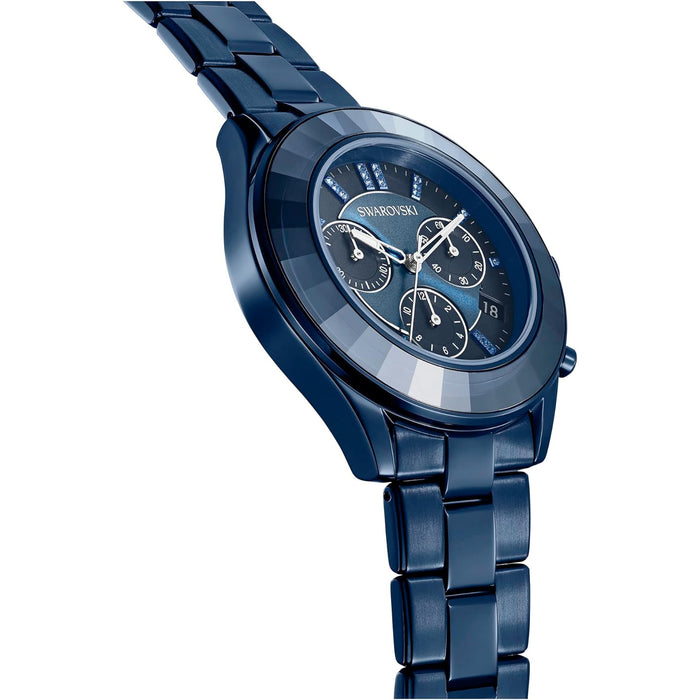Swarovski Women's Blue Dial Metal Band Octea Lux Crystal Chronograph Swiss Quartz Watch - 5610475