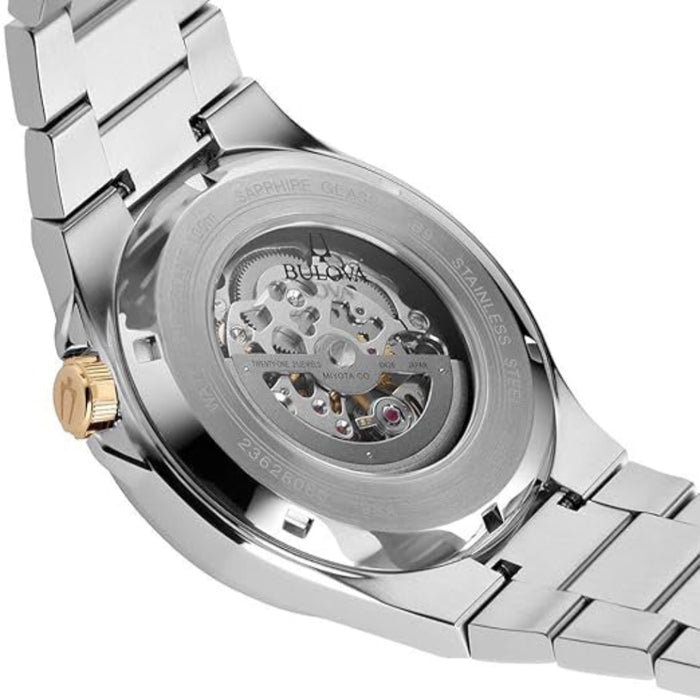 Bulova Men's Black Dial Silver Stainless Steel Band Analog Automatic Watch - 98A224