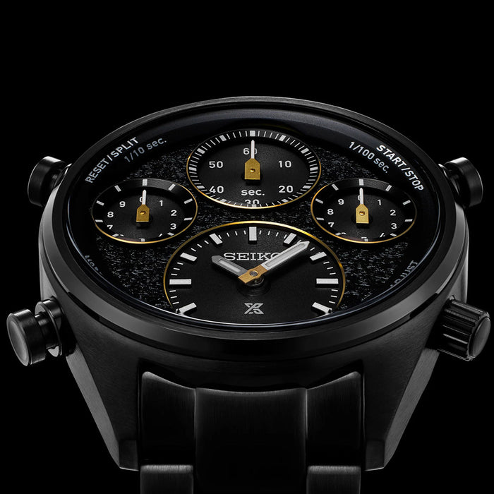 SEIKO Men's Black Dial Stainless Steel Band Prospex Speedtimer Chronograph Solar Quartz Watch - SFJ007