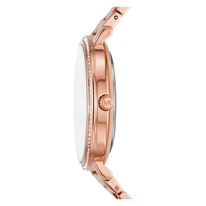 Michael Kors Pyper Three-Hand Women's White Dial Rose Gold Metal Band Analog Quartz Watch - MK4594