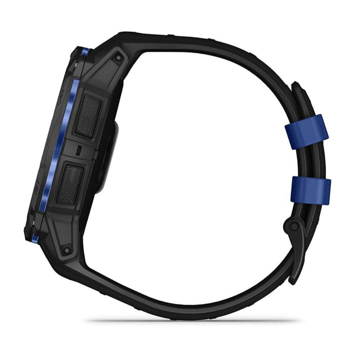 Garmin Instinct® 3 – 50 mm Unisex Black With Black/Bolt Blue Silicone Band Built-in Flashlight Supernova Collection Limited Edition Color AMOLED Display Rugged Outdoor GPS Smartwatch - 010-03020-03