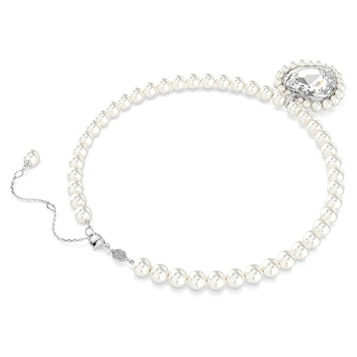 Swarovski Women's Clear Crystal Rhodium Finish Ariana Grande Crystal And Pearl Necklace - 5720858