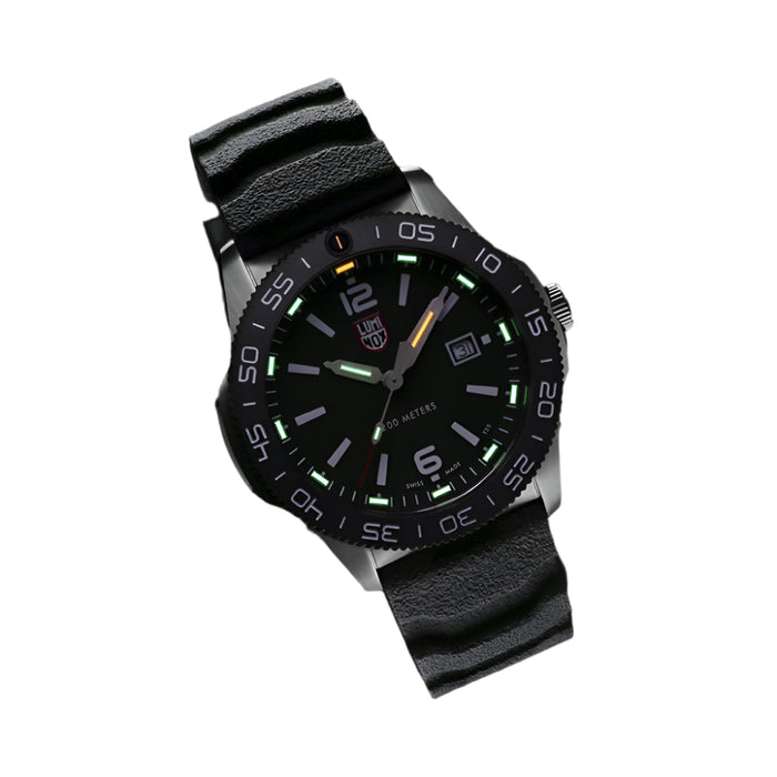 Luminox Men's Navy Seal Pacific Diver 3120 Series Black Silicone Band Black Dial Quartz Analog Watch - XS.3121