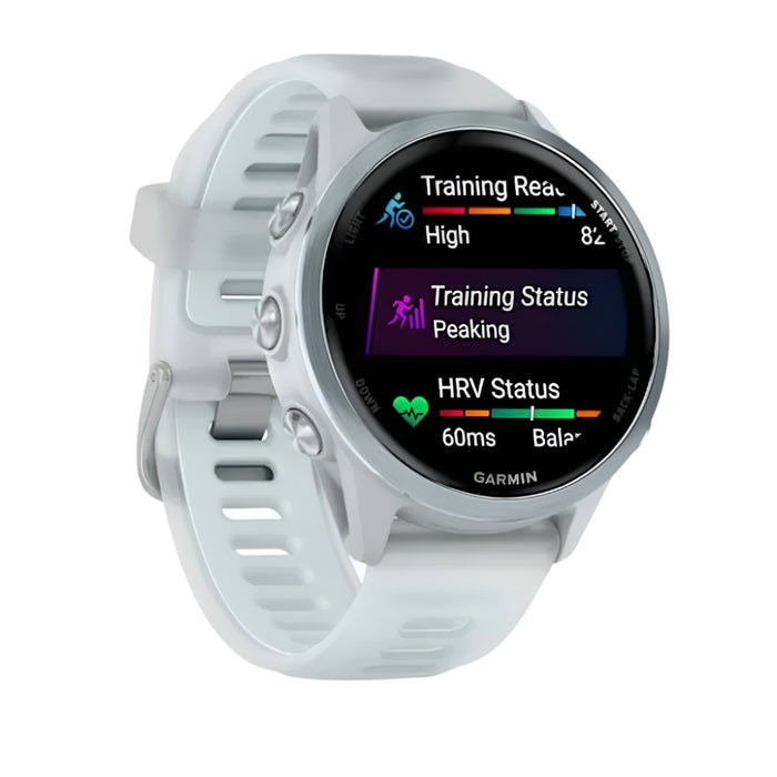 Garmin® Forerunner® 570 42 MM Unisex Cloud Blue Aluminum With Translucent Whitestone/Cloud Blue Band AMOLED Display Training And Recovery Features Advanced GPS Running And Triathlon Smartwatch - 010-02970-01