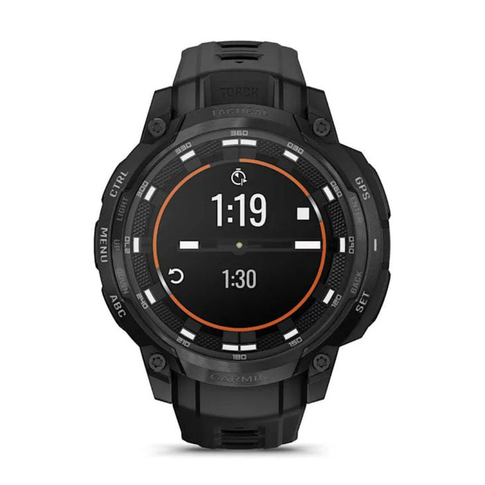 Garmin Instinct® Unisex Black With Black Silicone Band Crossover AMOLED - Tactical Edition Analog Watch Hands And Bright AMOLED Display Rugged Hybrid GPS Tactical Smartwatch  - 010-03398-02