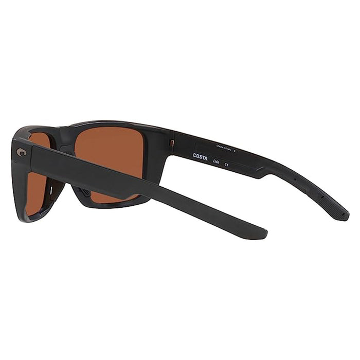 Costa Del Mar Men's Black Frame Green Mirror Lens Polarized Lido Square Sunglasses - 06S9104-910402-57