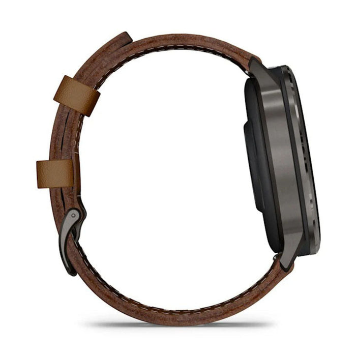 Garmin Venu® 4 - 45mm Unisex Slate With Black Silicone Band/Brown Leather Band Bright And Colorful Display Built-in Flashlight 12 Days Of Battery Life Advanced Health And Fitness GPS Smartwatch - 010-03014-03