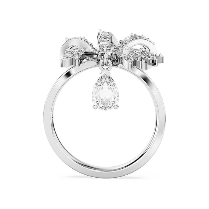 Swarovski Part of the Volta Collection Women's Clear Crystals on a Rhodium Finished Setting Size 9 Bow-Inspired Cocktail Ring - 5647723