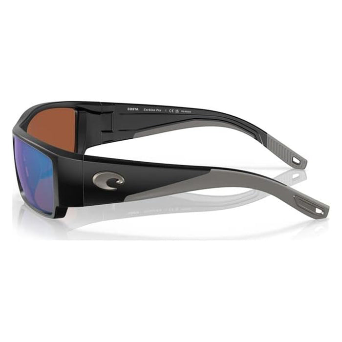 Costa Del Mar Men's Matte Black Frame Green Mirror Lens Polarized Corbina Pro Rectangular Sunglasses - 06S9109-910901-61