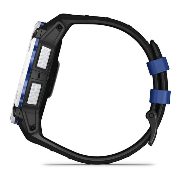 Garmin Instinct® 3 – 50 mm Unisex Whitestone With Black/Bolt Blue Silicone Band Built-in Flashlight Supernova Collection Limited Edition Color Solar Rugged Outdoor GPS Smartwatch - 010-02935-03