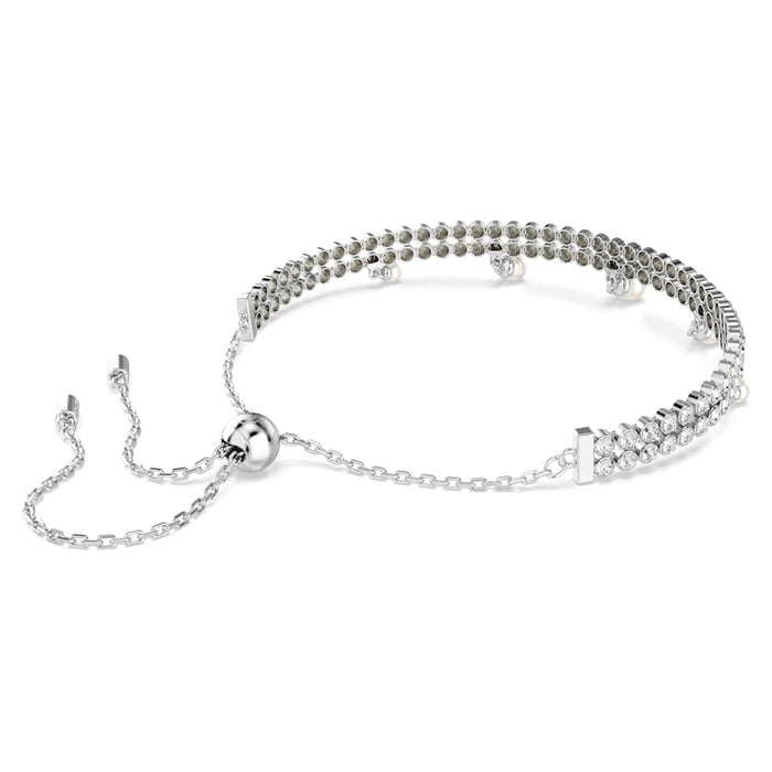 Swarovski Women's Clear Crystal & Pearls Rhodium Finish Ariana Grande Bracelet - 5720870
