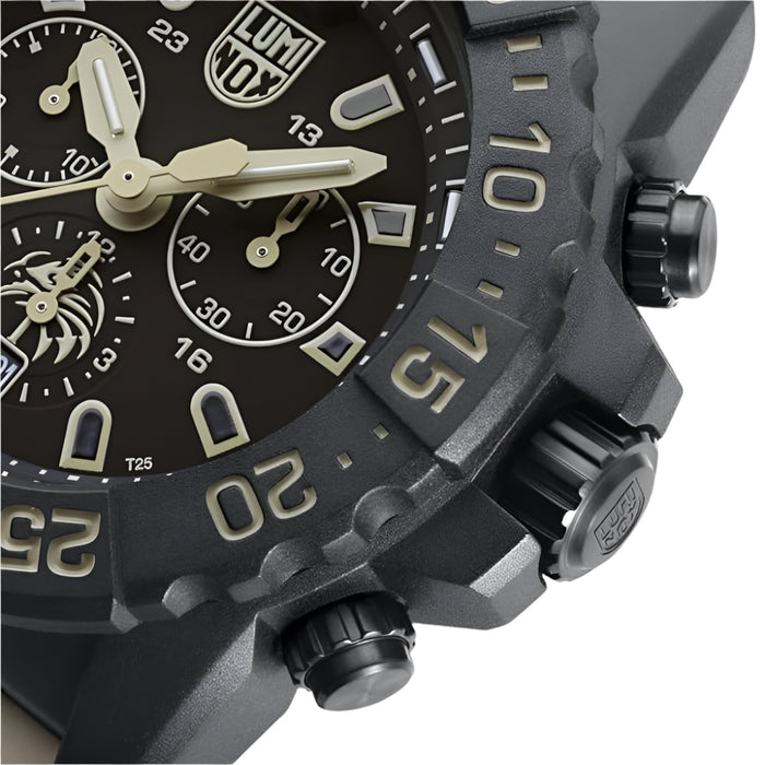 Luminox Men's Black Dial Beige Band Chronograph Swiss Quartz Watch - XS.3590.NSF.SET