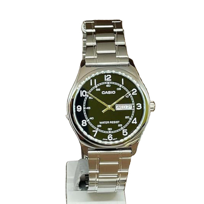 Casio Men's Black dial Silver Band Analog Quartz Watch - MTP-V006D-1B2UDF