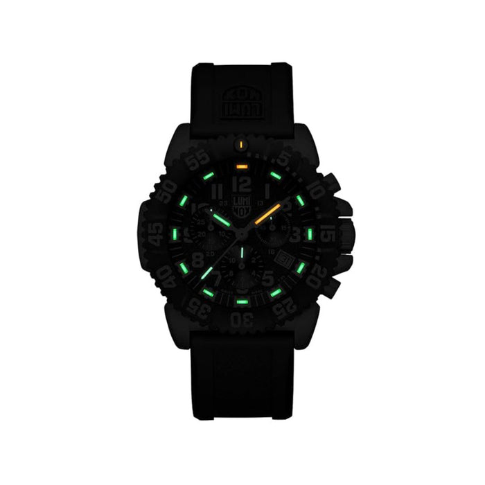 Luminox Navy Seal Steel Colormark Chronograph 3180 Black PU Band Black Dial Quartz Analog Watch - XS.3181.L
