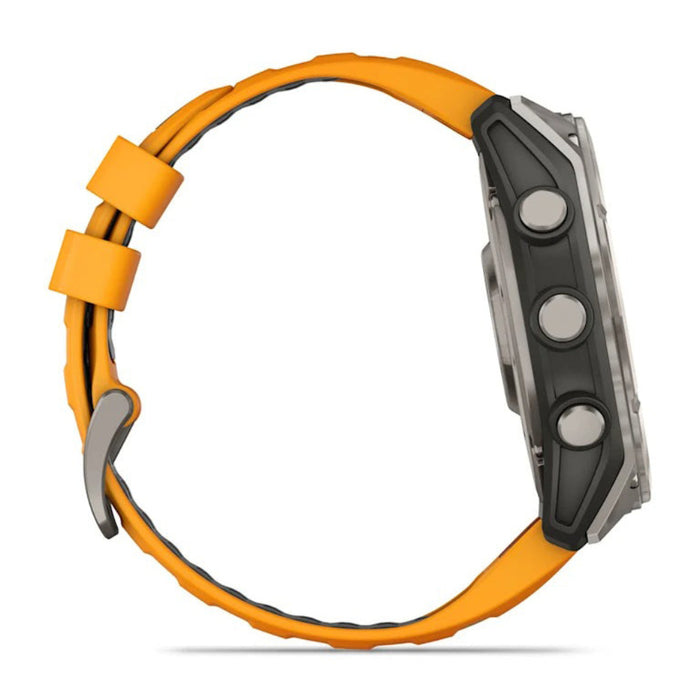 Garmin fēnix 8 Unisex Titanium with Spark Orange/Graphite Band Amoled Sapphire Long-Lasting Battery Life Dive-Rated Built-in LED Flashlight 51 Millimeters Premium Multisport GPS Smartwatch - 010-02905-10