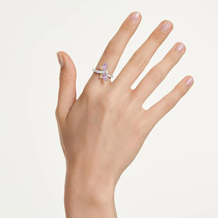 Swarovski Multicolor Size 4.75 Crystal Mixed Cut Rhodium Finished x Ariana Grande x Dragonfly Motif Ring - 5737368