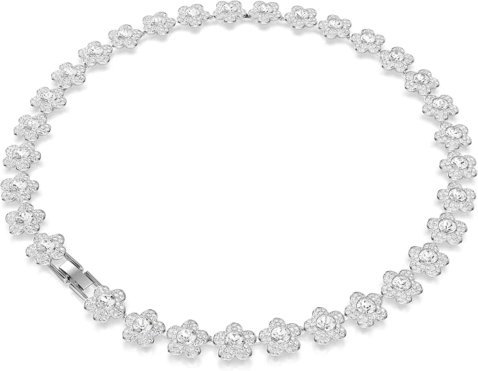 Swarovski Women's Clear Rhodium Plated Ariana Grande x Round Cut White Crystal Choker Necklace - 5749179