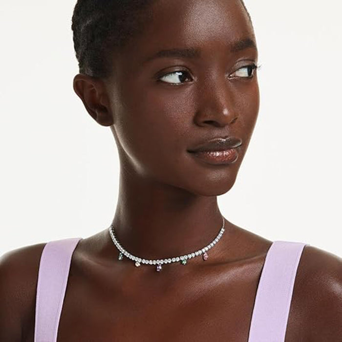 Swarovski Women's Multicolored Mixed Cut Rhodium plated, Ariana Grande x Tennis Necklace - 5737422