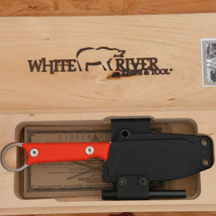 White River Orange G-10 Fiberglass Handle Silver Knives Firecraft 3.5 Pro Fixed Blade Knife - WRFC3.5-TOR