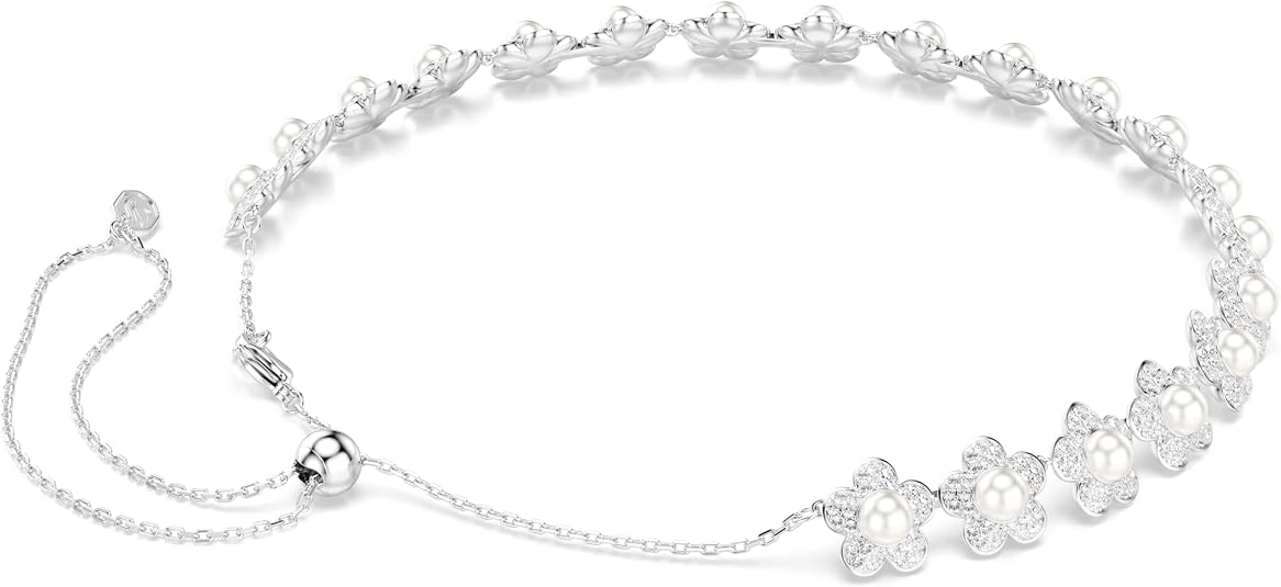 Swarovski Women's Clear Rhodium Plated Ariana Grande x Round Cut White Crystal Choker Necklace - 5751250