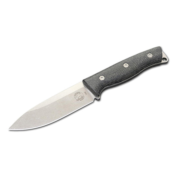 White River Black Plastic Burlap Micarta Handle Knives Drop Point CPM MagnaCut Stonewashed Blade Knife - WRUR45-BBL-MAG