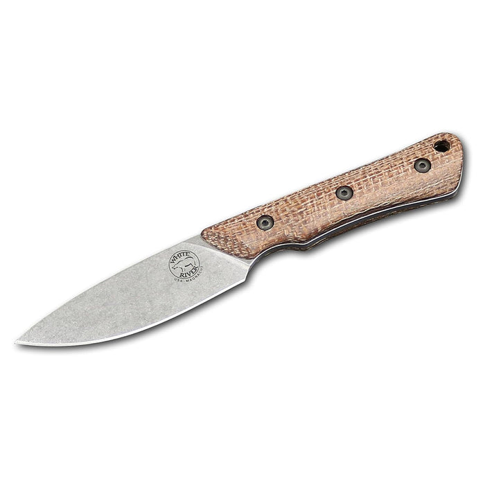 White River	Brown Plastic Burlap Micarta Handle Silver Knives Drop Point CPM MagnaCut Stonewashed Blade Knife - WRSS-BRV-BNA