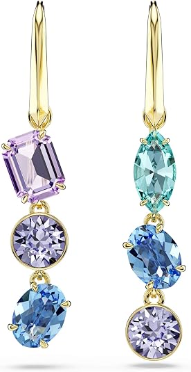 Swarovski Women's Multicolor Asymmetrical Design Mixed Cuts Gold-tone Plated Gema Drop Earrings - 5747917
