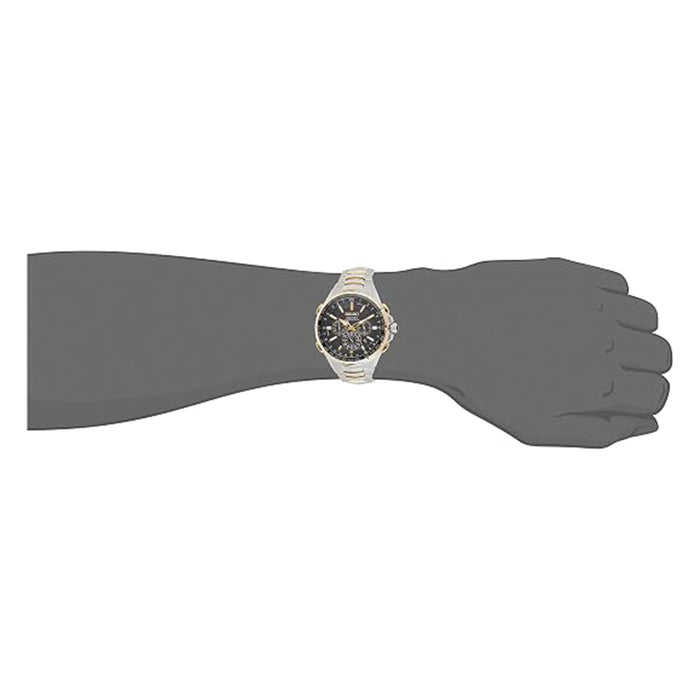 Seiko Men's Black Dial Two-Tone Stainless Steel Band Japanese Quartz Solar Chronograph Watch - SSG010
