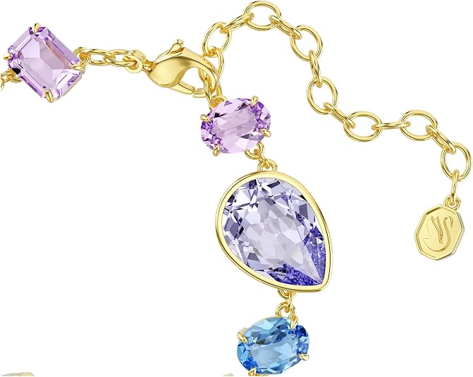 Swarovski Women's Multicolor Dangling Crystals Mixed Cuts on Gold-tone One Plated Gema Bracelet - 5737453