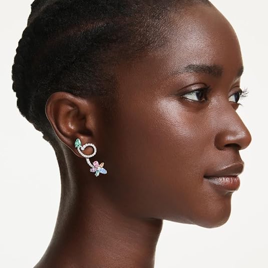 Swarovski Women's Multicolor Rhodium Plated Mixed Cut Stones Ariana Grande x Dragonfly Drop Earrings - 5749190