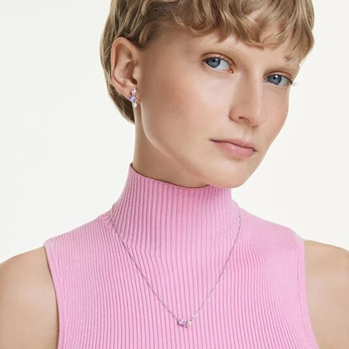 Swarovski Women's Multicolor Crystals Rhodium Finish Mixed cuts Ariana Grande x Necklace & Earring Jewelry Set - 5746577