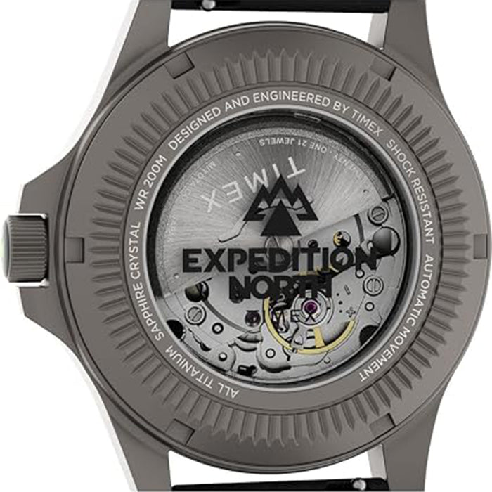 Timex Men's Black Dial Titanium Case Leather Band Expedition North Titanium 41mm Automatic Watch - TW2V54000