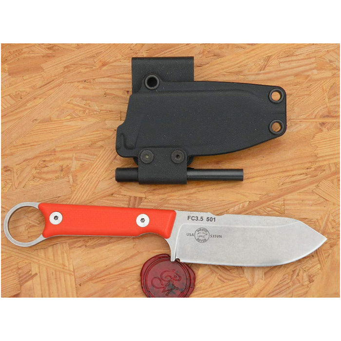 White River Orange G-10 Fiberglass Handle Silver Knives Firecraft 3.5 Pro Fixed Blade Knife - WRFC3.5-TOR