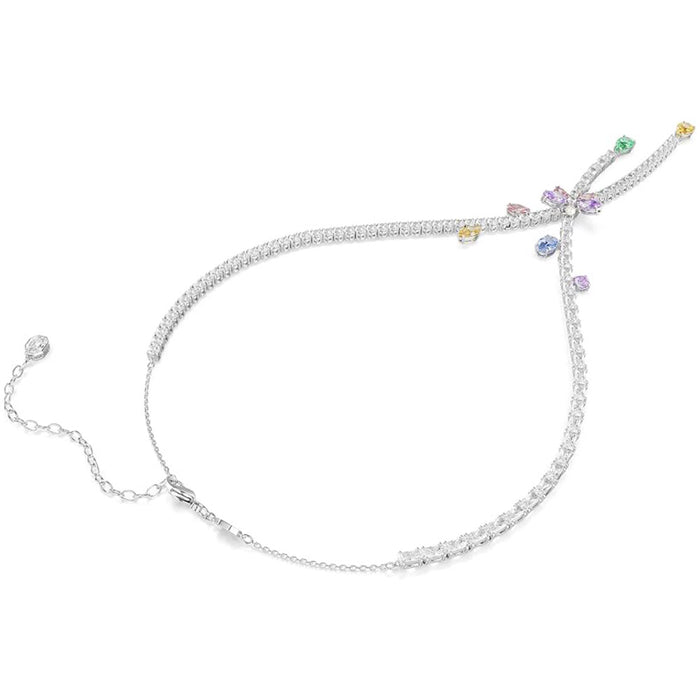 Swarovski Women's Multicolor Crystal Mixed Cut In Rhodium Plated Ariana Grande x Cross Over Necklace - 5737424
