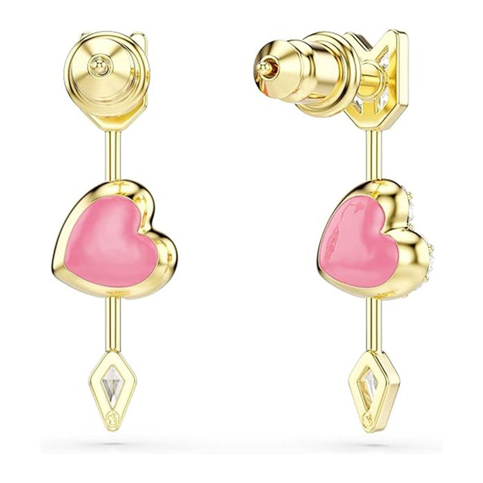 Swarovski Women's White Heart with Arrow Design With Mixed cuts Crystals In Gold-Tone plated Idyllia Drop Earrings - 5737295