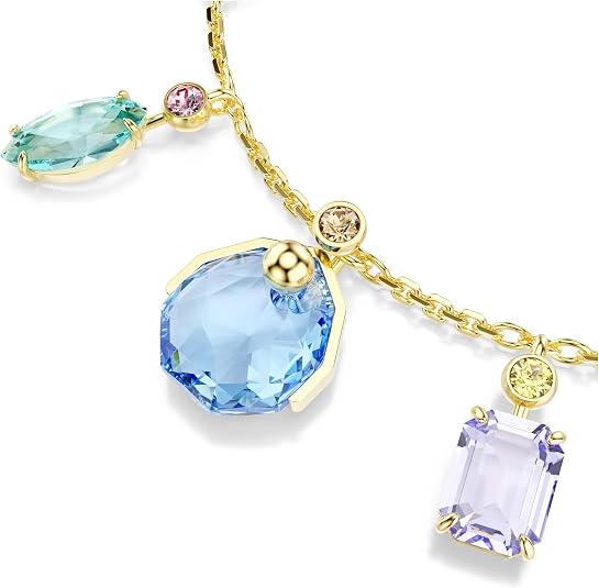 Swarovski Women's Multicolor Dangling Crystals Mixed Cuts on Gold-tone One Plated Gema Bracelet - 5737442