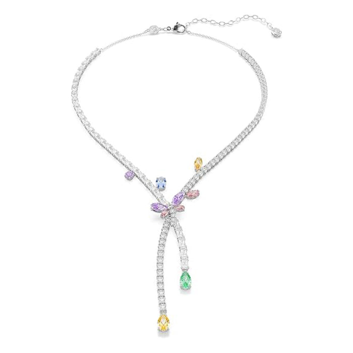 Swarovski Women's Multicolor Crystal Mixed Cut In Rhodium Plated Ariana Grande x Cross Over Necklace - 5737424