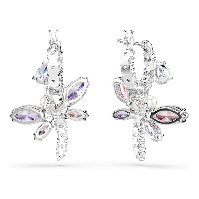 Swarovski Women's Multicolor Rhodium Finish With Mixed Cut Stones  x Ariana Grande Dragonfly Motif Drop Earrings - 5749185