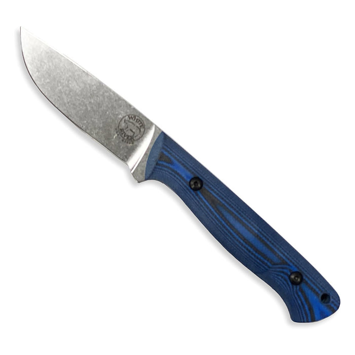 White River Blue Fiberglass G-10 Handle Silver Knives  Drop Point CPM S35VN Stonewashed Blade Knife - WRFRY-UHT-GBB