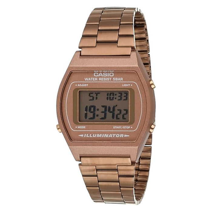 Casio Women's Rose Gold Dial Stainless Steel Band Digital Japanese Quartz Watch - B640WC-5ADF(2)