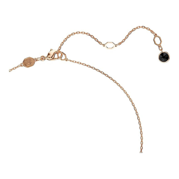 Swarovski Women's Rose Gold-Tone Finished with Black Pavé Crystals and Black Stones Swan Pendant Necklace - 5678046