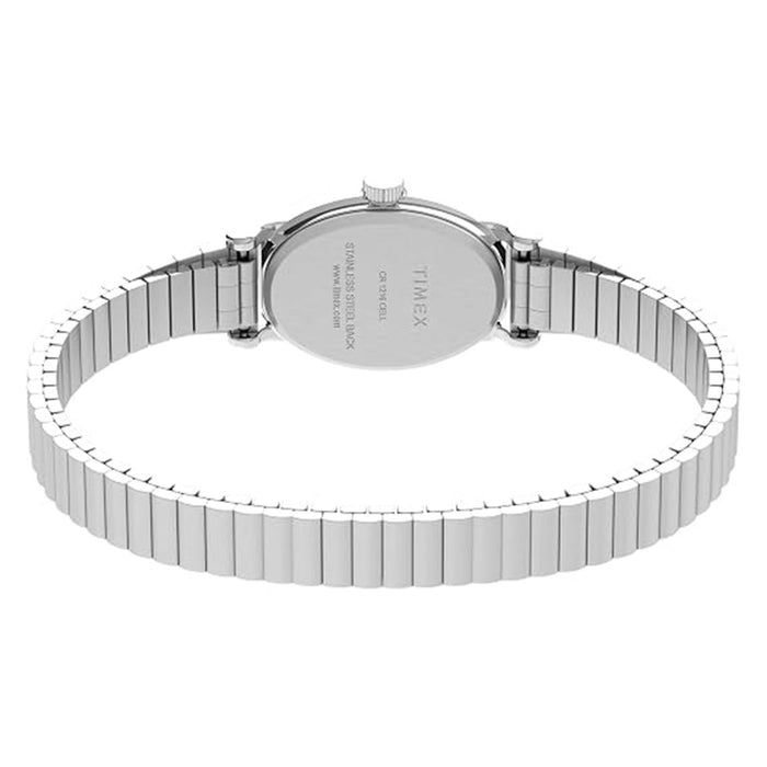 Timex Womens White Silver-Tone Cavatina Stainless Steel Expansion Band Watch - T21902