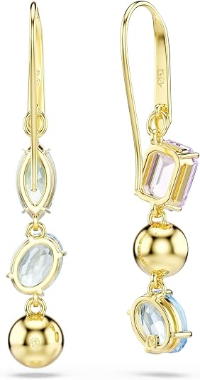 Swarovski Women's Multicolor Asymmetrical Design Mixed Cuts Gold-tone Plated Gema Drop Earrings - 5747917
