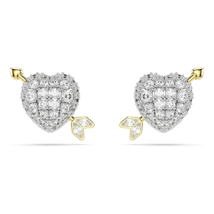 Swarovski Women's White Heart with Arrow Mixed Metal Finish Idyllia Stud Earrings - 5737298