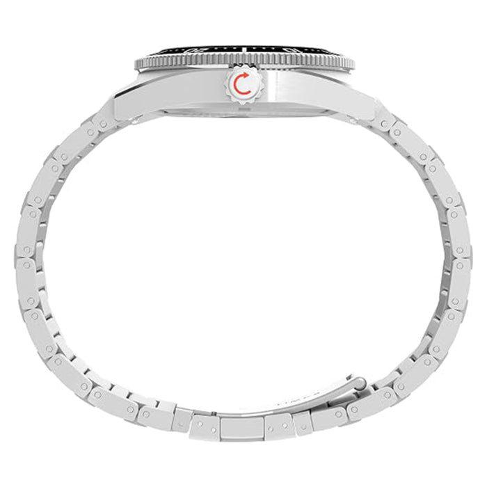 Timex Men's Black Dial Silver Stainless Steel Link Bracelet Deep Water Reef 41mm Quartz Watch - TW2W95200