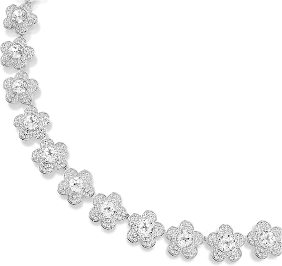 Swarovski Women's Clear Rhodium Plated Ariana Grande x Round Cut White Crystal Choker Necklace - 5749179