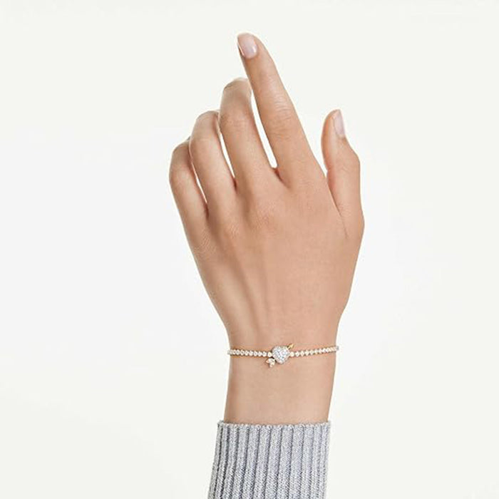 Swarovski Women's White Gold-Tone Plated Heart with Arrow Mixed Cuts Idyllia Bracelet - 5744061