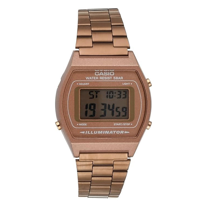 Casio Women's Rose Gold Dial Stainless Steel Band Digital Japanese Quartz Watch - B640WC-5ADF(2)
